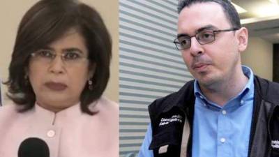 Los miembros del Consejo Nacional Electoral (CNE) Rixi Moncada y Kelvin Aguirre.