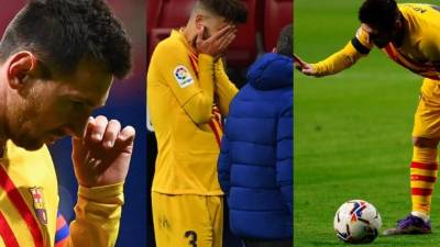 El Barcelona sufrió su tercera derrota en la presente campaña de la Liga española al caer 1-0 a manos del Atlético de Madrid. Messi se vio frustrado y Piqué no pudo contener las lágrimas tras salir lesionado. Fotos EFE y AFP