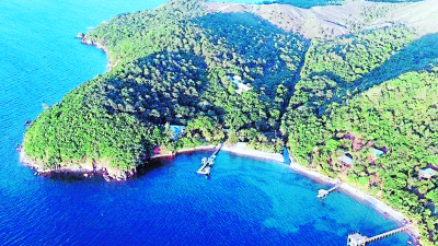 Vista aérea de Wilmont Bay, Guanaja.