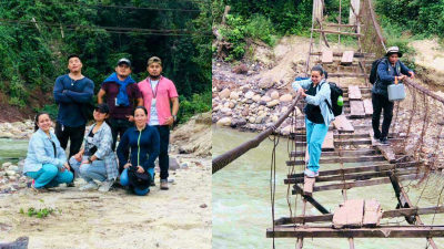 La doctora Belkis Karina Aguilar Ramos captó el peligroso momento que le tocó pasar junto con sus compañeros de trabajo para poder llevar las vacunas a comunidades remotas en Intibucá.