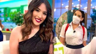 Durante la emisión del show “Que viva la vida en HCH”, la presentadora hondureña y sus compañeros conmemoran el día del estudiante vistiéndose como tales.