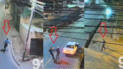 Cámaras del 911 captan momento en que sujetos en taxi pretenden asaltar a un joven