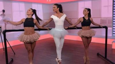 Zuleyka (c) bailó junto a las hermanas Alejandra y Andrea Mella en el programa 'Un Nuevo Día'.// Foto Instagram Zuleyka Rivera.