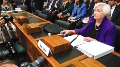 Janet Yellen, presidenta de la Reserva Federal de EE.UU., durante una comparecencia ante el Congreso de su país.