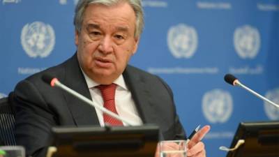 En una foto de archivo, el secretario general Antonio Guterres habla durante una conferencia de prensa en la sede de las Naciones Unidas en la ciudad de Nueva York. Foto AFP