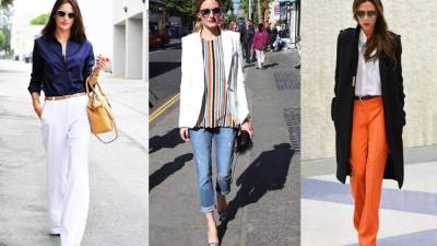 Los pantalones y jeans combinados con blázer y blusas en tonos y texturas de moda te darán un look moderno.