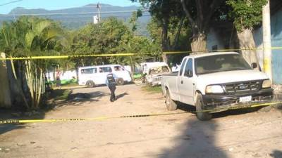 Escena del crimen en la colonia Motefresco de San Pedro Sula.