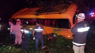 El bus en que se trasladaban varios pasajeros se salió de la carretera.