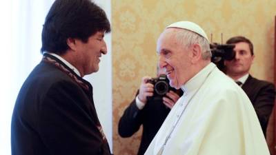 Evo Morales y el Papa Francisco.