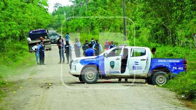 Los atacantes dejaron abandonado el pick up rojo, se escondieron en la maleza y acribillaron a los agentes cuando ya se iban del lugar.