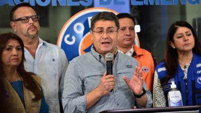 Comparecencia de prensa en las instalaciones de Copeco en Tegucigalpa. Foto AFP