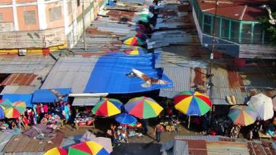 Sampedranos ya perdieron parte de la 6 calle y deben esquivar carros para circular por el centro. En esta zona a todas horas ocurren grandes congestionamientos vehiculares. Fotos: Yoseph Amaya Y Franklyn Muñoz