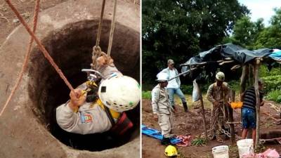 La víctima cayó a un profundo pozo.
