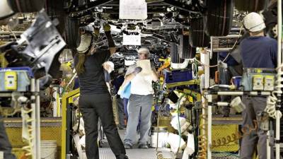 Trabajadores en la planta de Subaru en Lafayette, Indiana. La productividad laboral no agrícola en Estados Unidos cayó a una tasa anual de 0,5% en el segundo trimestre.
