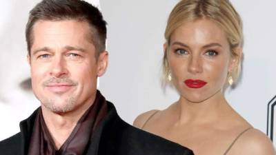 Collage de foto de Brad Pitt y Sienna Miller.