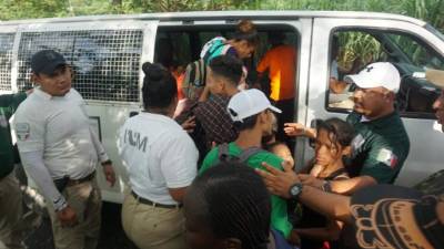 Entre ellos había algunos menores de edad y todos fueron puestos a disposición del Instituto Nacional de Migración. Además, se decomisaron 12 vehículos (camiones, automóviles y una motocicleta).