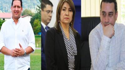 Gabriel Rubí, excomisionado de Copeco, Alba Consuelo Flores, titular de la Secretaría de Salud, y Marco Bográn, exdirector de Invest-H.