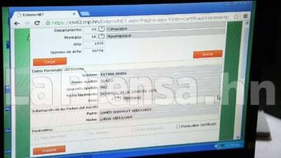 En la base de datos del RNP aparece la identidad de Fátima María Suazo, mismaque fue adjudicada a Kareem Abdulhadi.