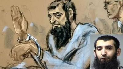 Sayfullo entró el miércoles al tribunal esposado y con grilletes en los pies para que le leyeran sus derechos procesales.