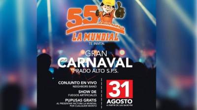 La celebración del 55 aniversario se realizará en la tienda Prado Alto, en San Pedro Sula.