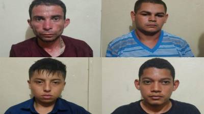Fotografías del los tres hondureños y un extranjero que ahora enfrentan la justicia por dos delitos.