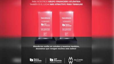 Banco Atlántida logró el primer lugar en el ranking de Banca y Finanzas, según el estudio realizado por Tecoloco.