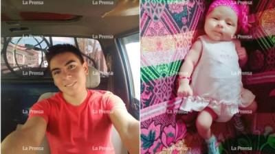 Fotografías en vida de Maynor Sánchez y su pequeña hija Aylin Sánchez.