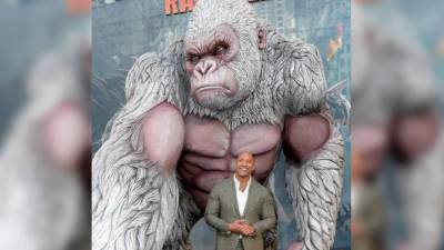 En Rampage, Johnson es un experto en primates que descubre que George, un gorila albino a su cuidado, está creciendo en tamaño y en rabia debido a un malvado experimento.