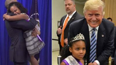 Little Miss Flint se mostró cariñosa con Obama y aterrada con Trump.