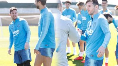 Lionel Messi al momento de la llegada al entrenamiento del Barcelona. Fotos cortesía @FCBarcelona_es.