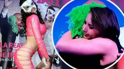 A dos días de la última emisión de El Mañanero, Brozo (izq.) quitó la máscara de luchador a 'La Reata', modelo de nombre Ingris Brans (der.) que lo acompaña en el programa matutino.