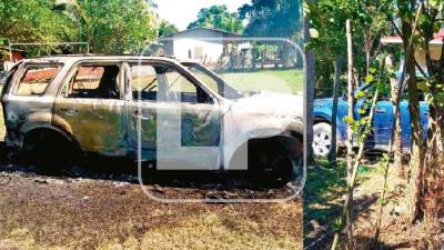 El carro en el que llegaron los desconocidos terminó calcinado luego del ataque.