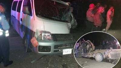 Ambos automóviles participantes chocaron de frente, quedando el carro de paila prácticamente destruido, así como la parte frontal del microbús.