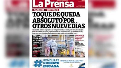 Portada publicada este sábado de Diario LA PRENSA.