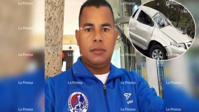 Dany Enrique Aguilar Laínez quedó tirado a un costado del vehículo en el que se conducía.