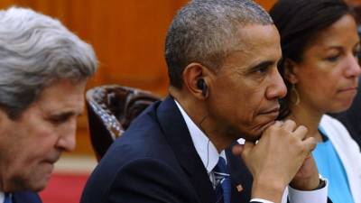 El presidente Barack Obama junto al secretario de Estado, John Kerry y el asesor de Seguridad Nacional, Susan Rice. AFP