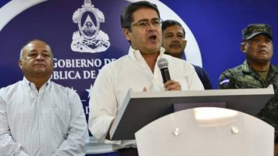 El presidente Hernández durante una conferencia de prensa en Tegucigalpa (Archivo).