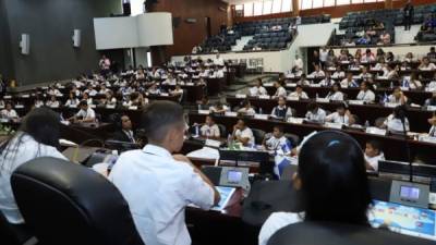 Los niños sesionaron en el Congreso Nacional en Tegucigalpa.