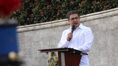 El presidente Juan Orlando Hernández durante su discurso de independencia este 15 de septiembre.