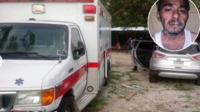 Ambulancia hallada en el operativo realizado en San Pedro Sula.