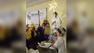 Un nacimiento en vivo fue representado ayer durante la conferencia de prensa. Foto: Yoseph Amaya.