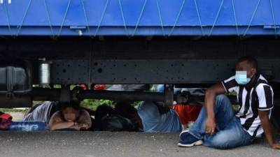 Foto de archivo de migrantes africanos en Honduras.