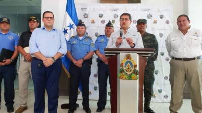 El presidente hondureño Juan Orlando Hernández Alvarado en su comparecencia de prensa.