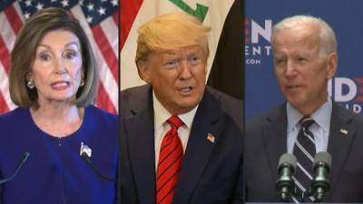 Escándalo. Nancy Pelosi, el presidente Donald Trump y Joe Biden. AFP