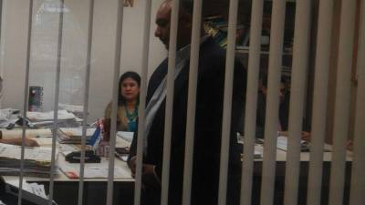 Barahona en los tribunales de la capital esta tarde.