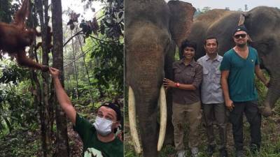 Leonardo DiCaprio durante una sus filmaciones del documental.