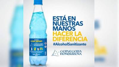 La solución de alcohol sanitizante es producida por Cervecería Hondureña.