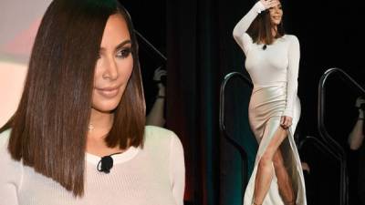 Kim Kardashian usó un look de Nili Lotan para su conferencia Blog Her 16.