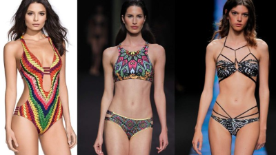 Los estilos retro con estampado étnico, los top deportivo y lenceros son los diseños que dictan la pauta en trajes de baño este 2017.