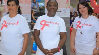 Paula Guzmán, Lucy Mejía Castillo, Doris Maritza Guardado, sobrevivientes de cáncer de mama.